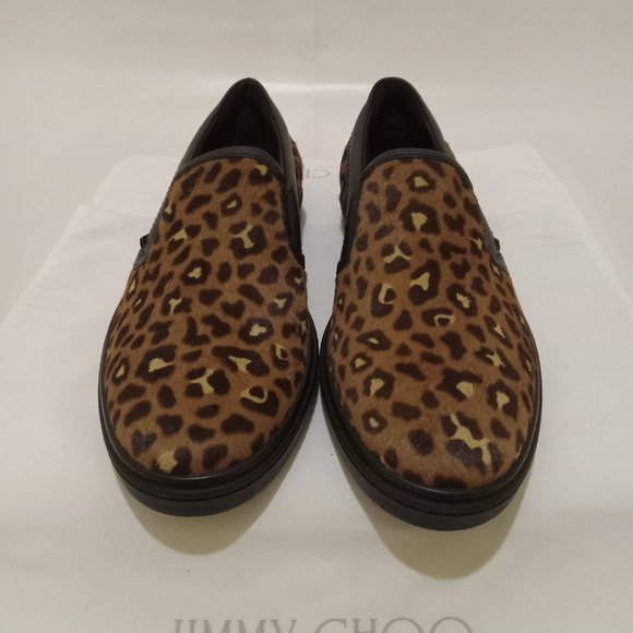 Jimmy Choo Leopard Print Fur Grove Slip-On Sneakers- EU42 US9 and EU43.5 US10.5 - Picture 2 of 10